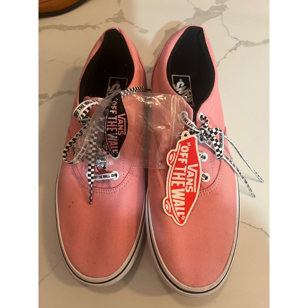Vans Era Pink Canvas Low Top Sneakers Women 11 Checkerboard Laces 721356